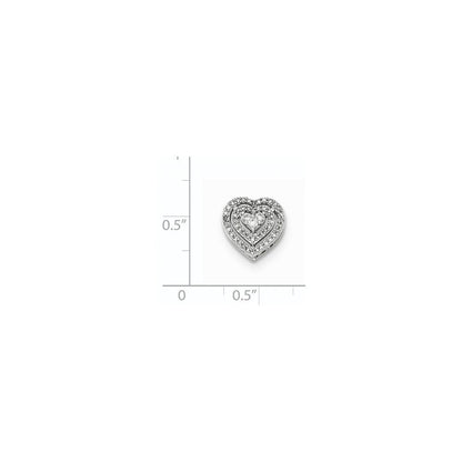 14K Weißgold Polierter Echter Diamant-Herz-Ketten-Gleitanhänger