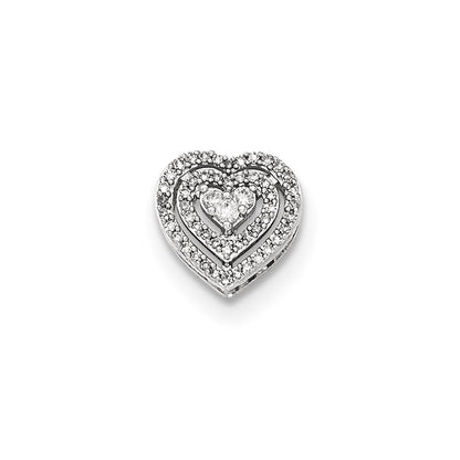 14K Weißgold Polierter Echter Diamant-Herz-Ketten-Gleitanhänger