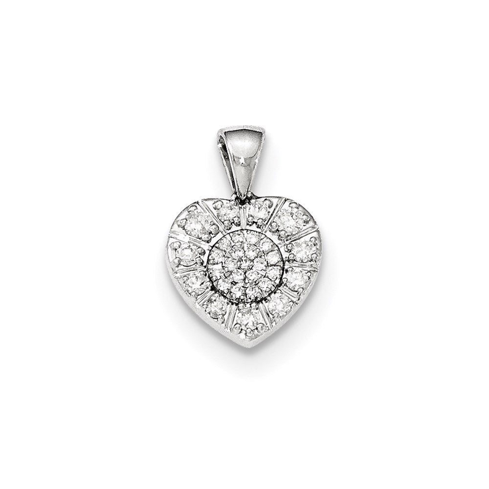 14K Weißgold Herzanhänger mit echten Diamanten