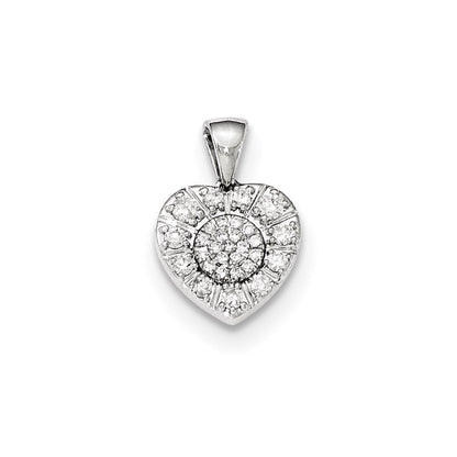 14K Weißgold Herzanhänger mit echten Diamanten