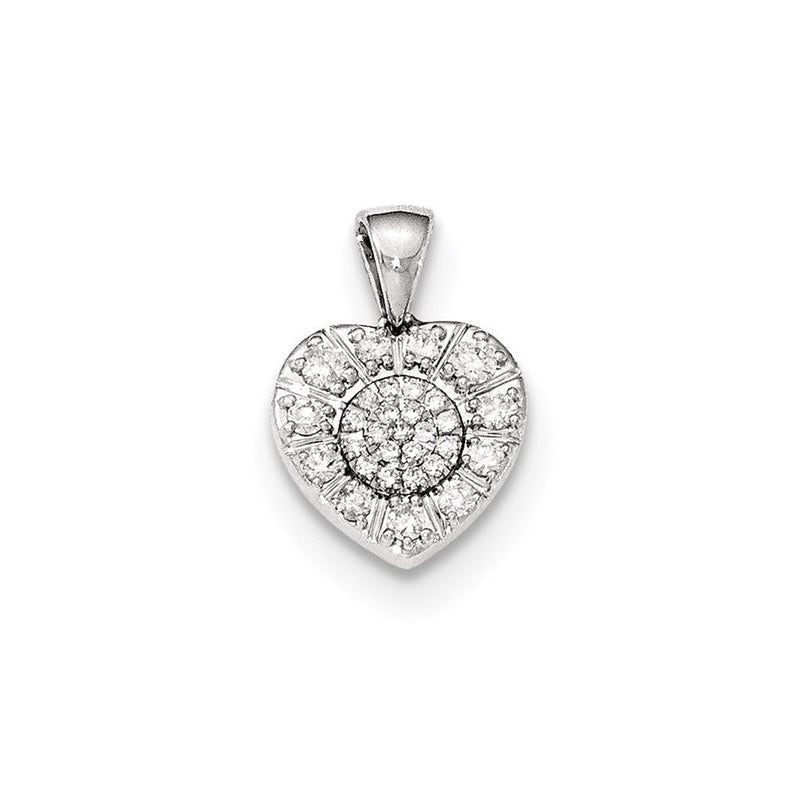 14K Weißgold Herzanhänger mit echten Diamanten