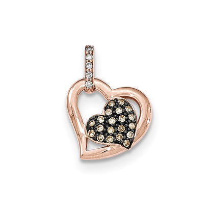 14K Roségold Anhänger „Herzen“ mit Champagner- und weißen Diamanten in Pavé-Fassung