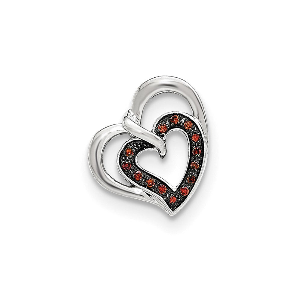 14K Weißgold Blau & Rot Diamant Wendbar Herz Anhänger
