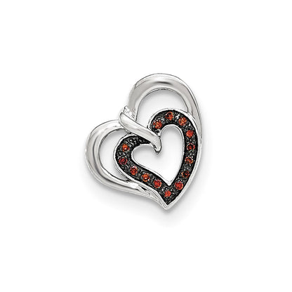 14K Weißgold Blau & Rot Diamant Wendbar Herz Anhänger