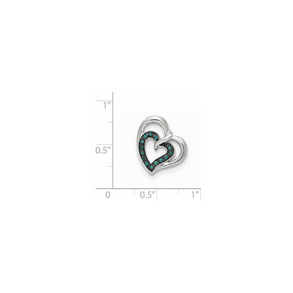14K Weißgold Blau & Rot Diamant Wendbar Herz Anhänger