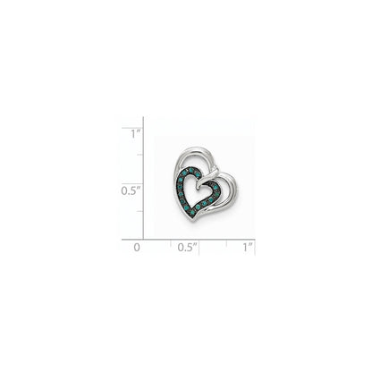 14K Weißgold Blau & Rot Diamant Wendbar Herz Anhänger
