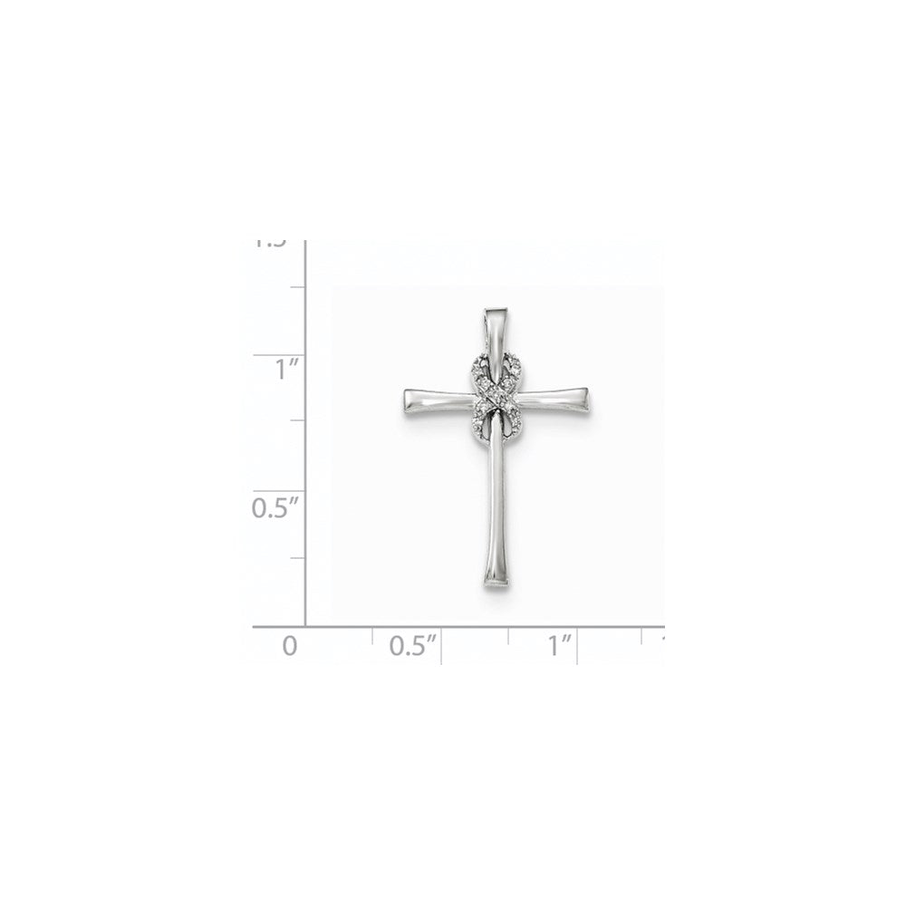 14K Weißgold Unendlichkeits-Kreuz-Gleitanhänger mit echten Diamanten