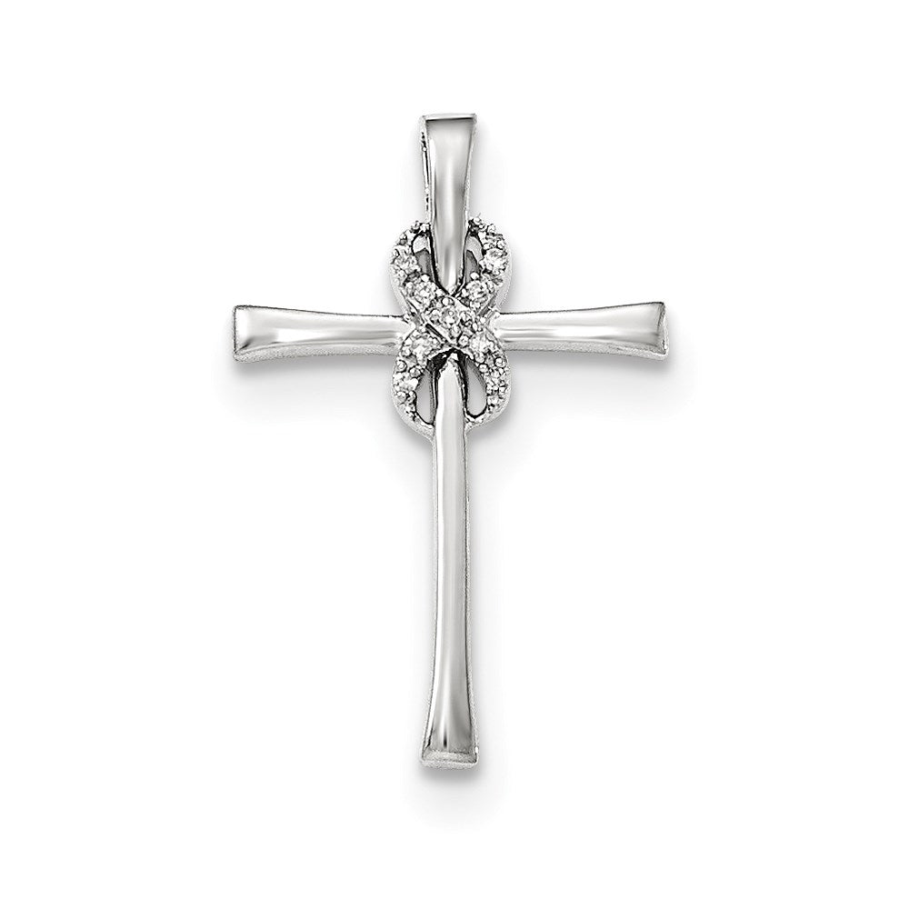 14K Weißgold Unendlichkeits-Kreuz-Gleitanhänger mit echten Diamanten