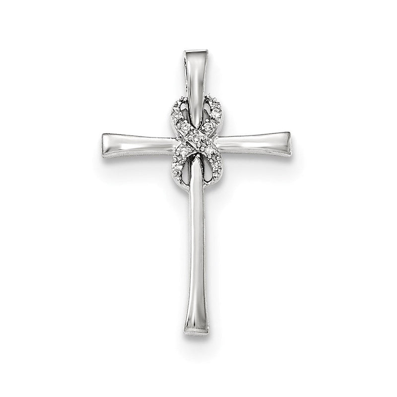 14K Weißgold Unendlichkeits-Kreuz-Gleitanhänger mit echten Diamanten