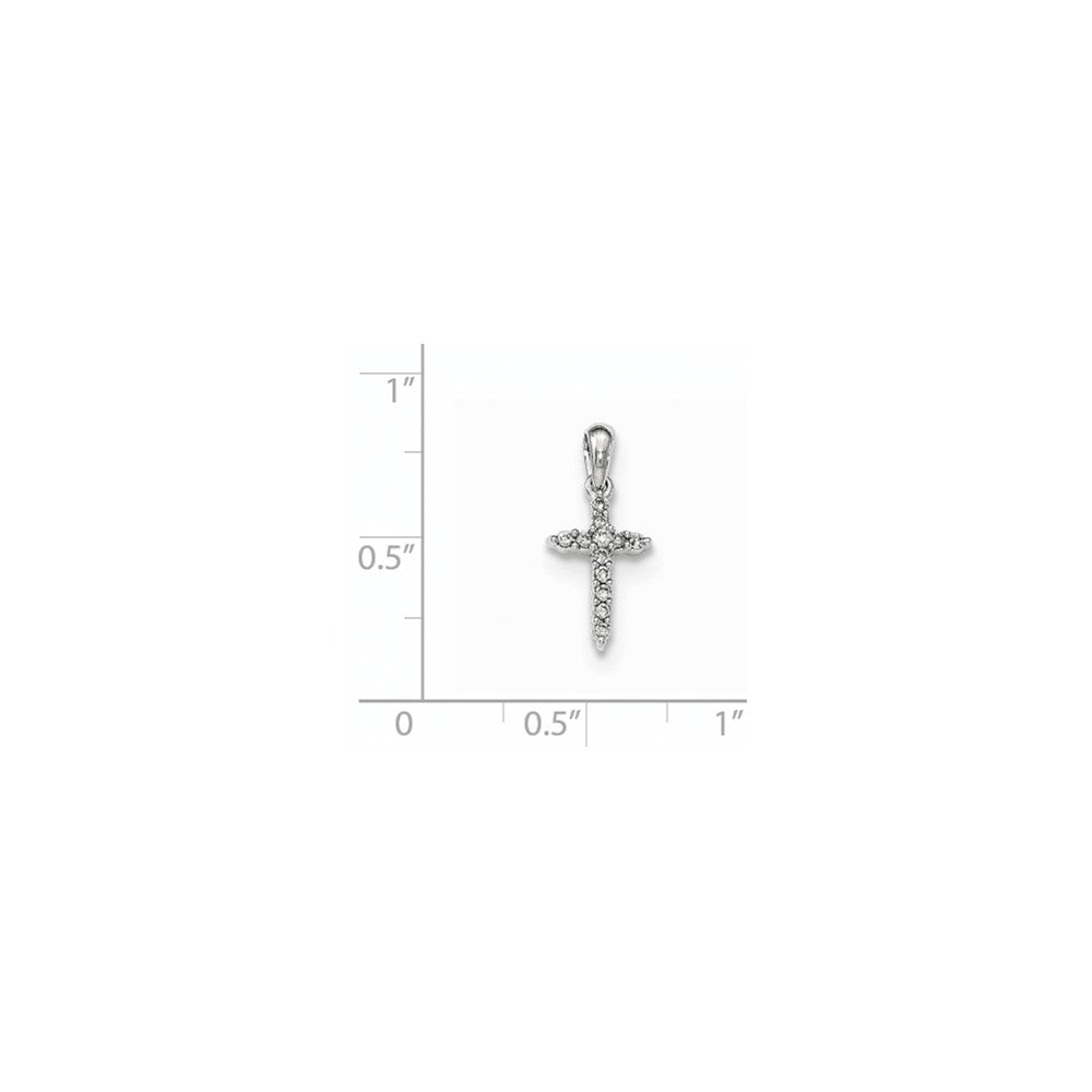 14K Weißgold Poliertes Echtes Diamant-Kreuz-Anhänger