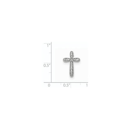 14K Weißgold Polierter Kreuz-Gleitanhänger mit echtem Diamant