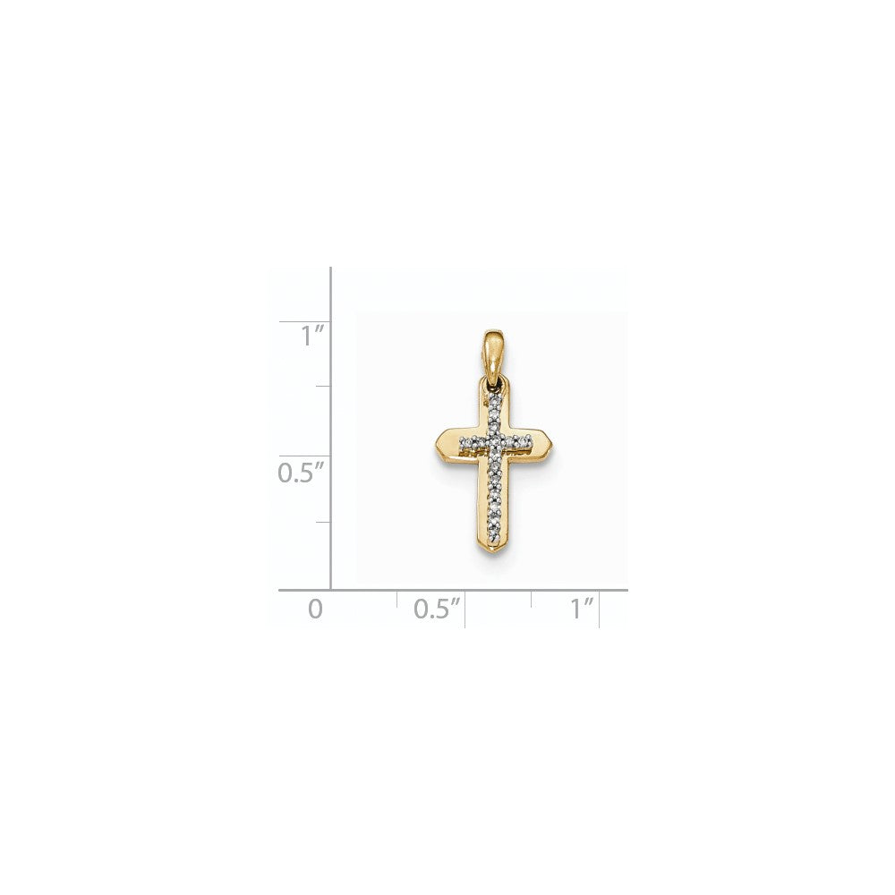 14K Gelbgold Anhänger mit echtem Diamant-Kreuz