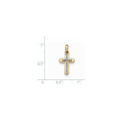 14K Gelbgold Anhänger mit echtem Diamant-Kreuz