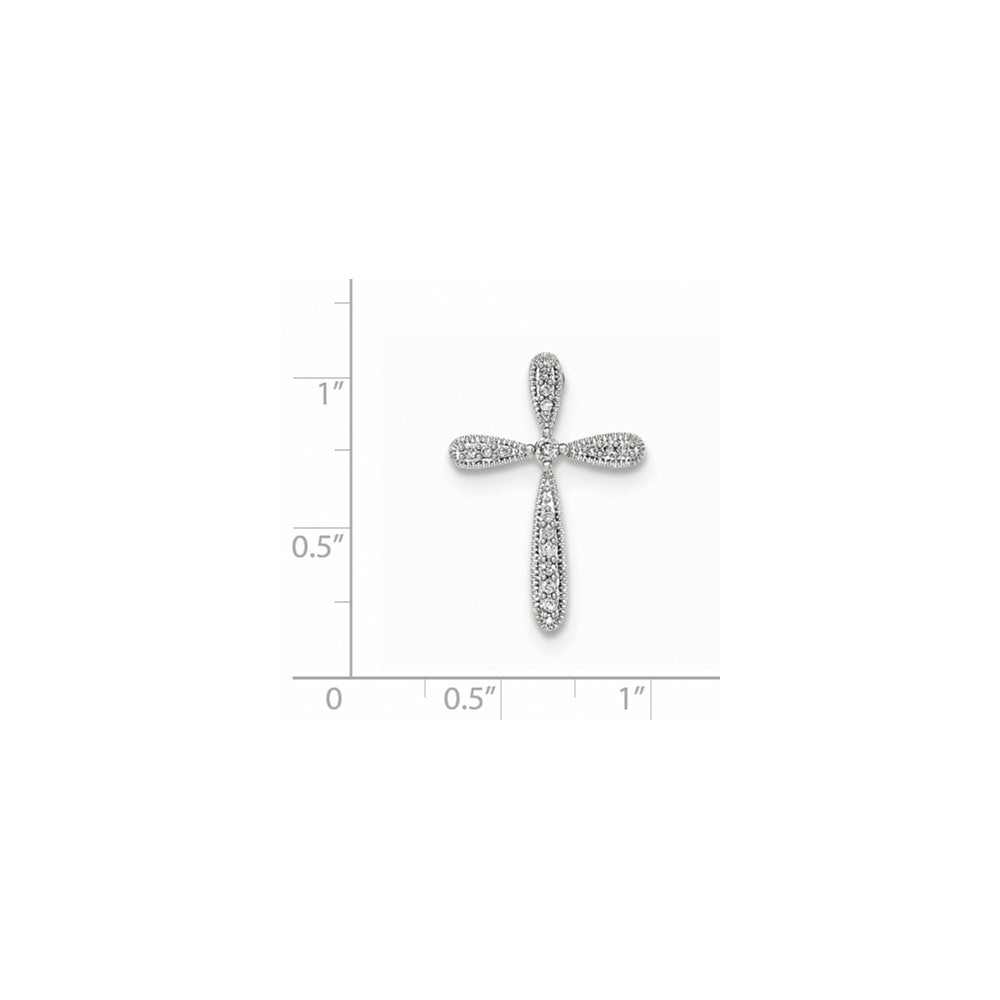 Polierter Diamant-Kreuz-Kettengleitanhänger aus 14K Weißgold