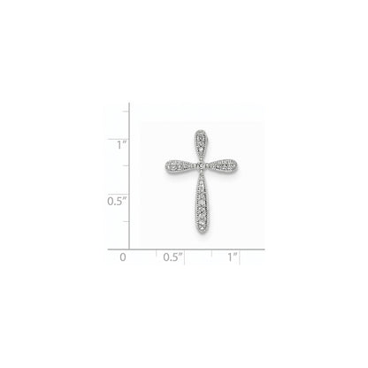 Polierter Diamant-Kreuz-Kettengleitanhänger aus 14K Weißgold