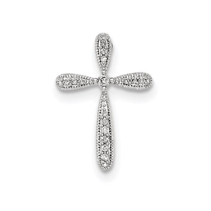 Polierter Diamant-Kreuz-Kettengleitanhänger aus 14K Weißgold