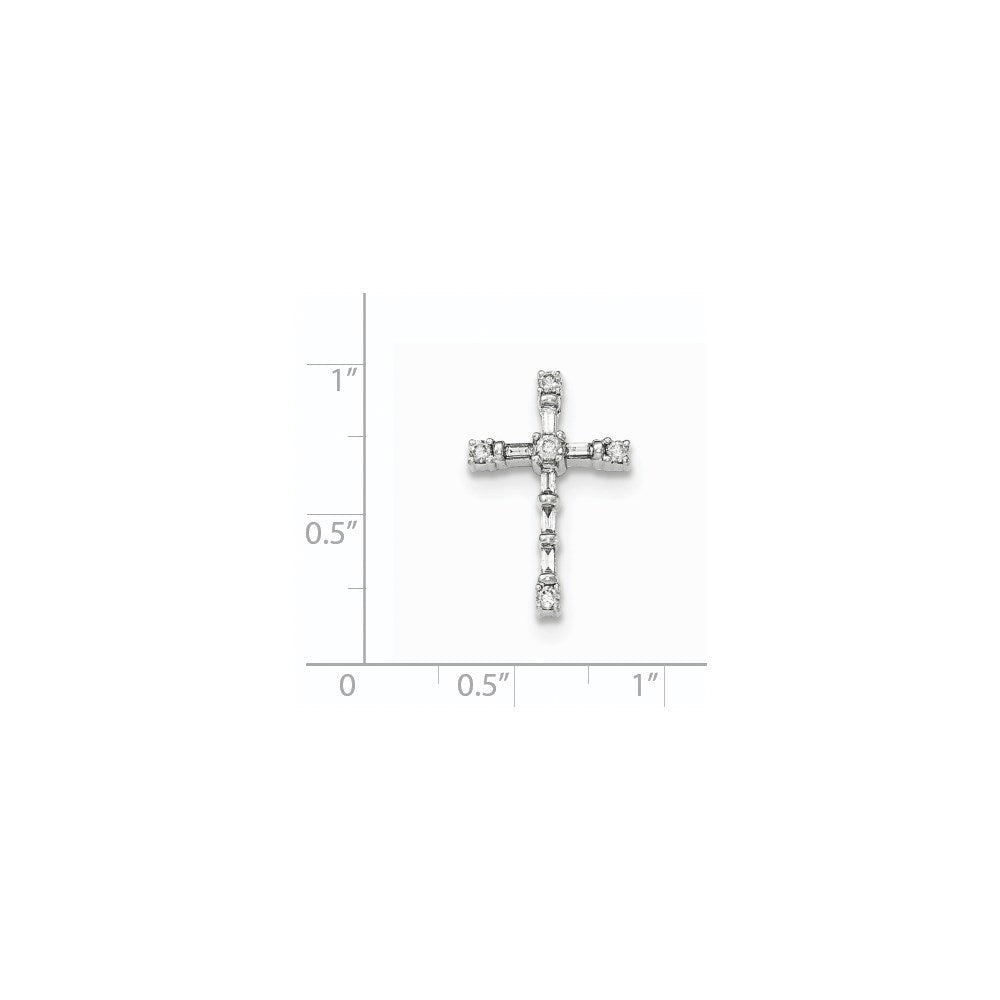 14K Weißgold Echter Diamant Kreuz-Kettengleitanhänger