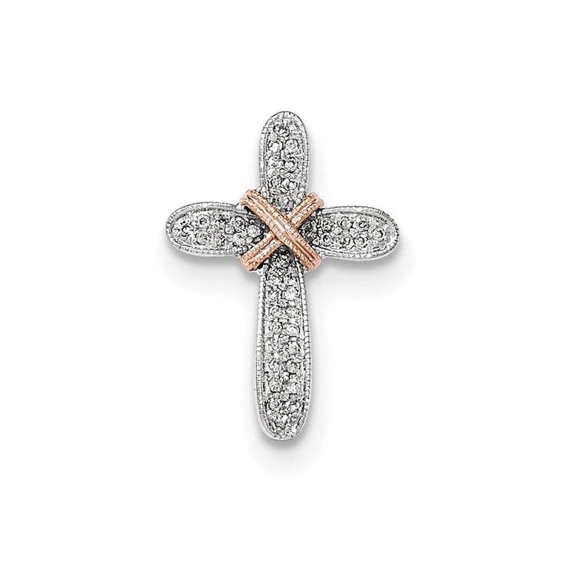 14K Weißgold mit Rosévergoldung Echter-Diamant-Kreuzanhänger