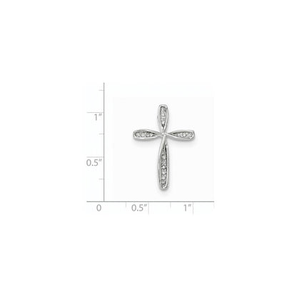 14K Weißgold Echt Diamant Gedreht Kreuz Kette Anhänger