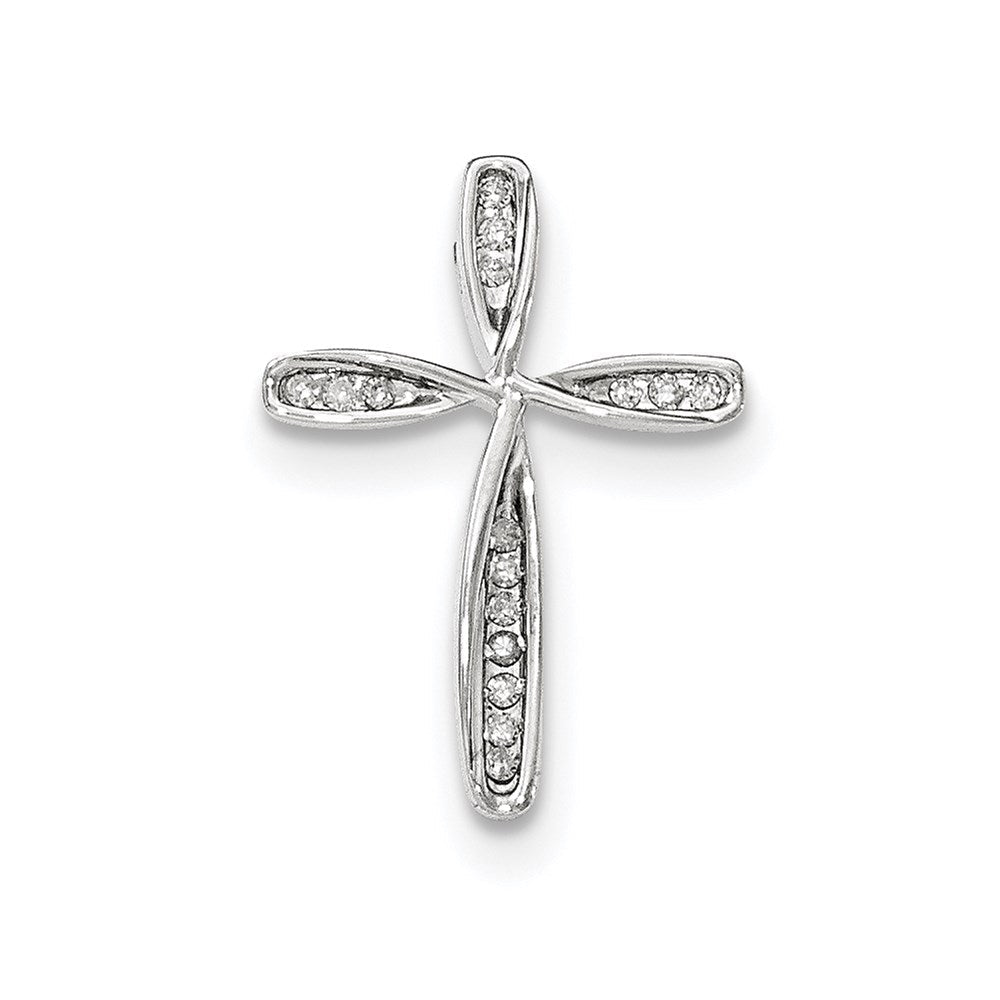14K Weißgold Echt Diamant Gedreht Kreuz Kette Anhänger