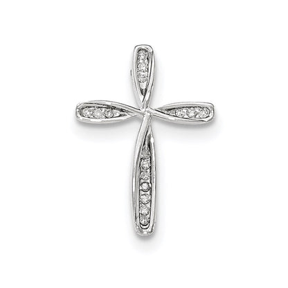 14K Weißgold Echt Diamant Gedreht Kreuz Kette Anhänger