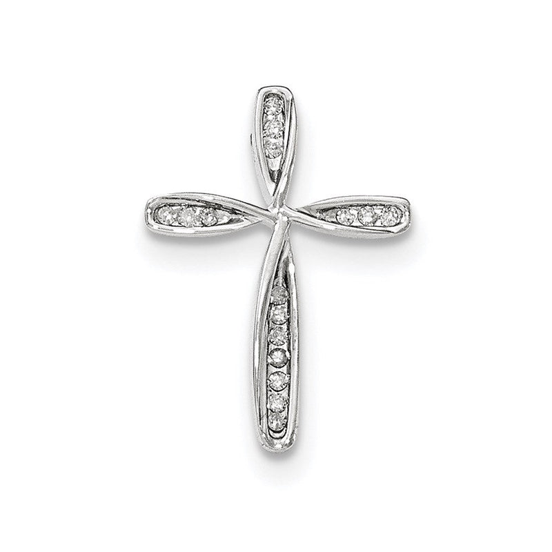 14K Weißgold Echt Diamant Gedreht Kreuz Kette Anhänger