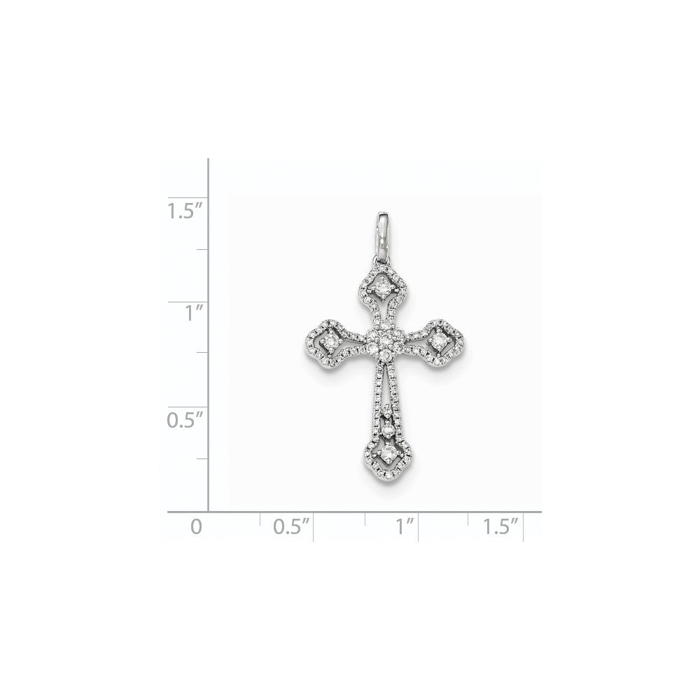 14K Weißgold Kreuzanhänger mit echten Diamanten