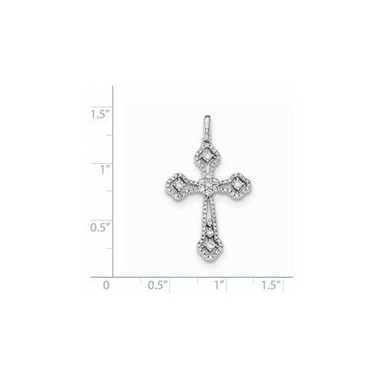 14K Weißgold Kreuzanhänger mit echten Diamanten