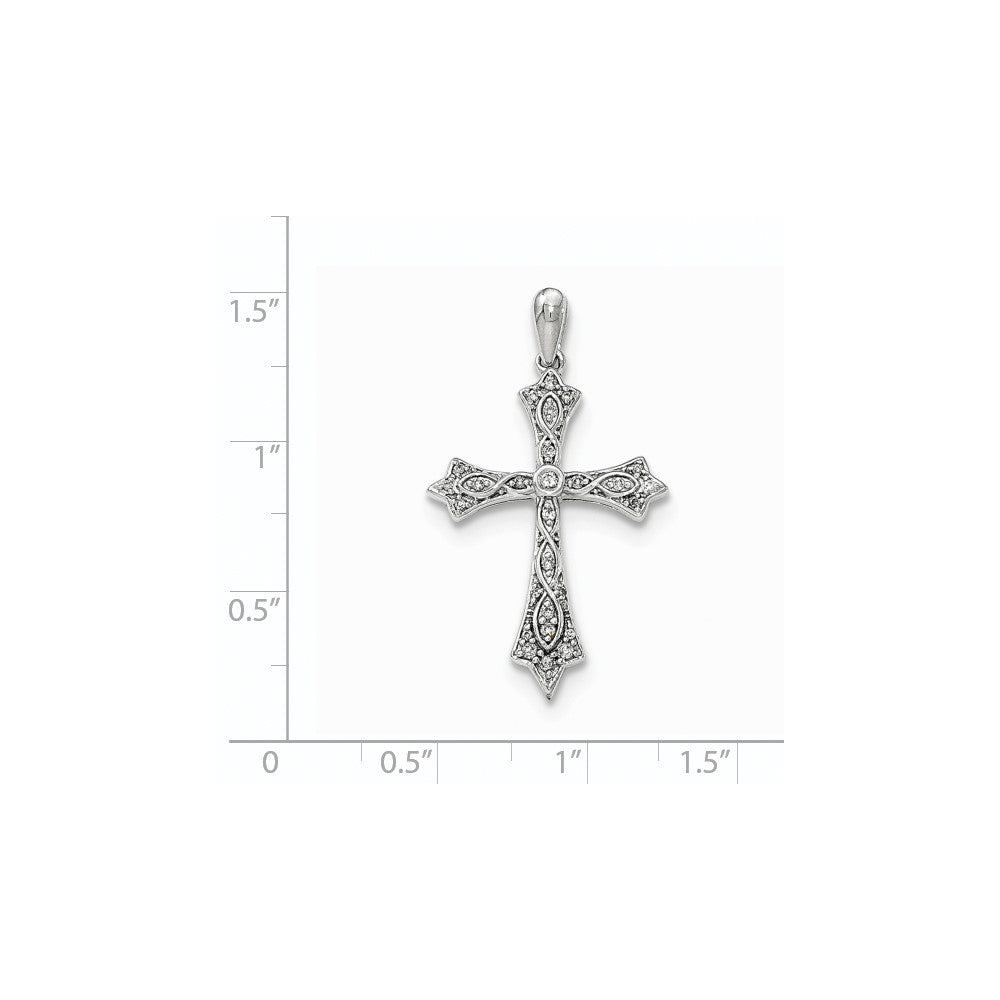14K Weißgold Anhänger Kreuz mit echten Diamanten