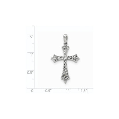 14K Weißgold Anhänger Kreuz mit echten Diamanten