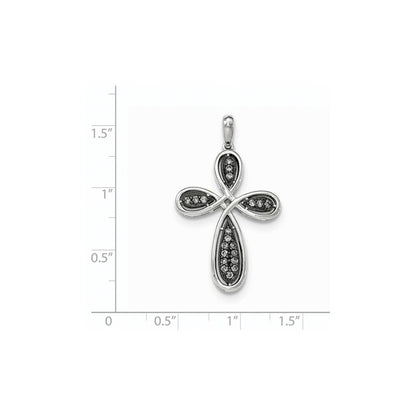 14K Weißgold Kreuzanhänger mit Schwarzrhodinierung, poliert, mit echtem Diamant