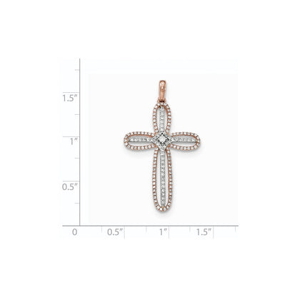 Kreuz-Anhänger aus 14K Weiß- und Roségold mit echten Diamanten