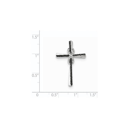14K Weißgold Schwarz und Weiß Echt Diamant Unendlichkeit Kreuz Kette Anhänger