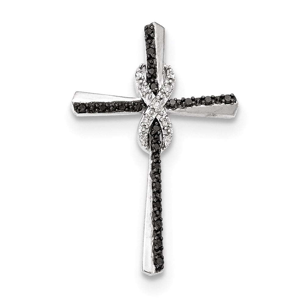 14K Weißgold Schwarz und Weiß Echt Diamant Unendlichkeit Kreuz Kette Anhänger
