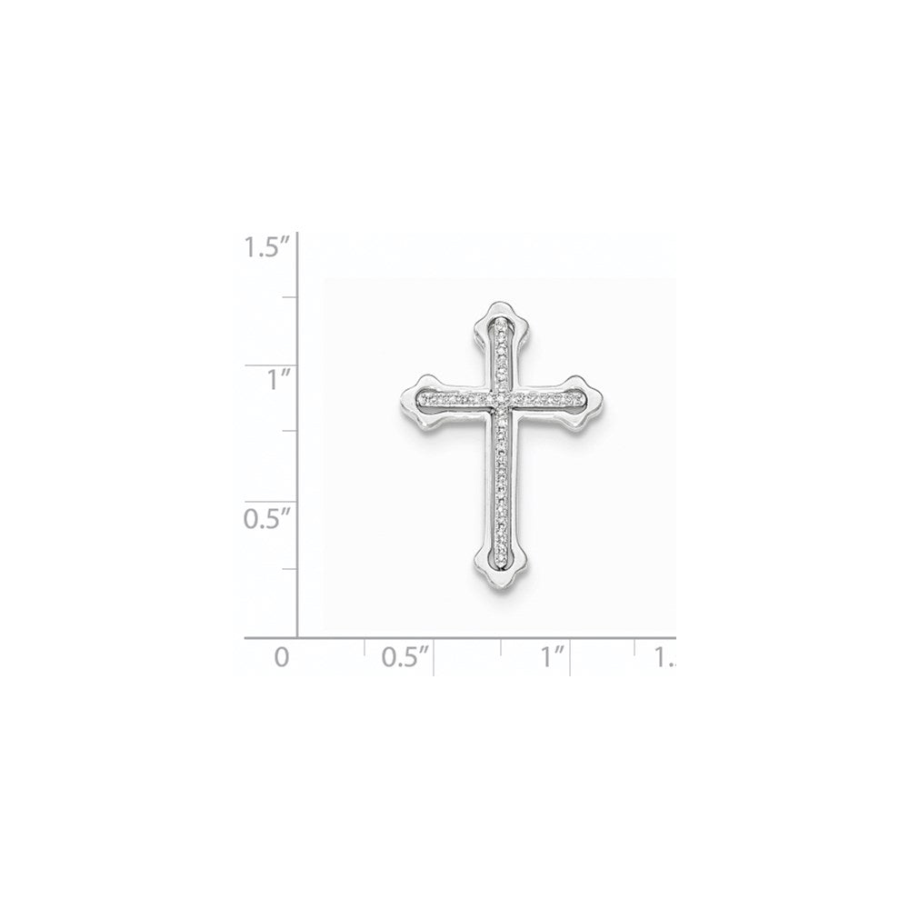 14K Weißgold Polierter Kreuz-Ketten-Gleitanhänger mit echtem Diamant
