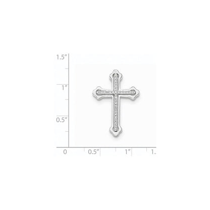 14K Weißgold Polierter Kreuz-Ketten-Gleitanhänger mit echtem Diamant