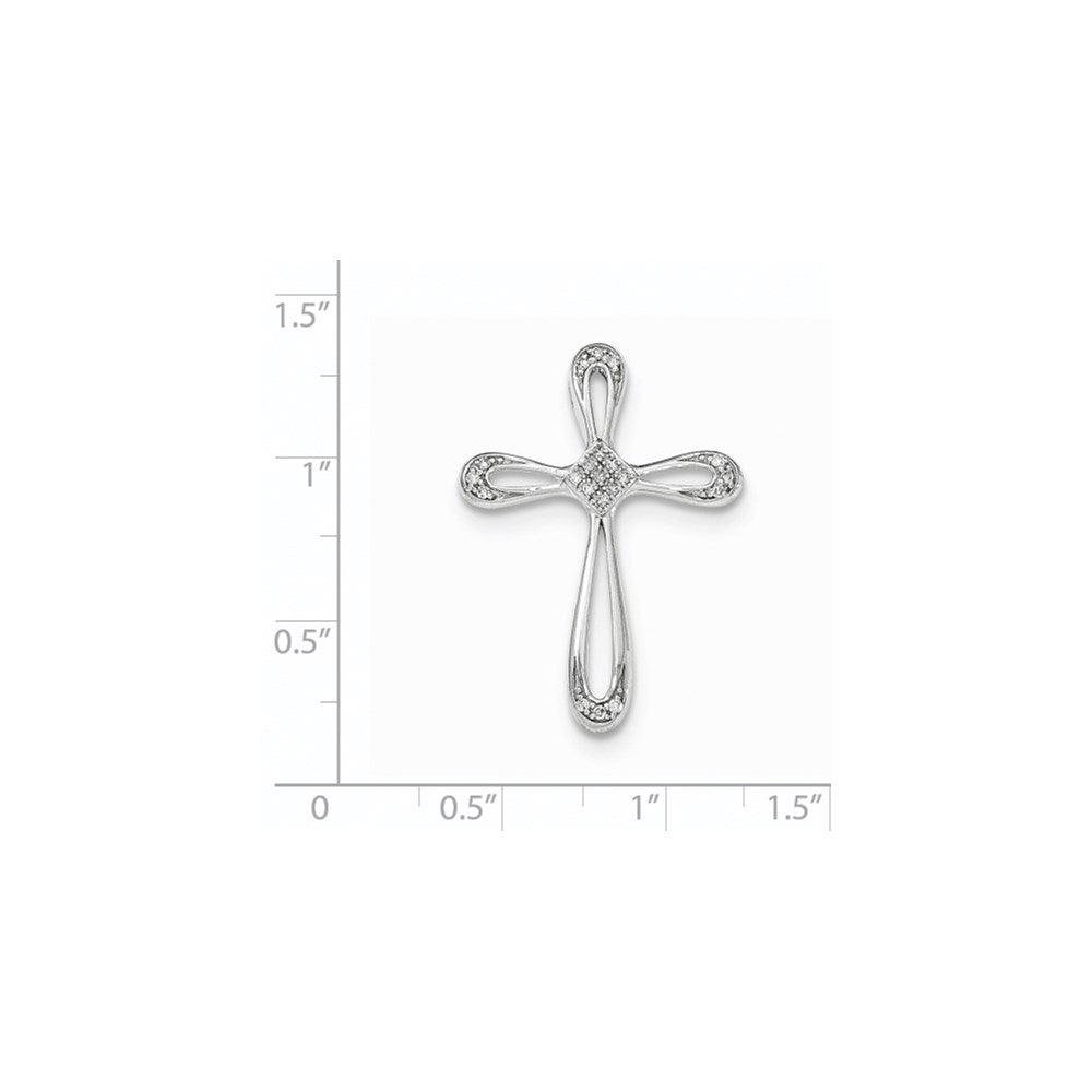 14K Weißgold Diamant-Anhänger „Offenes Kreuz“
