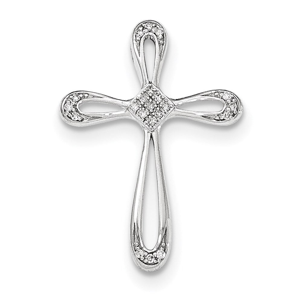 14K Weißgold Diamant-Anhänger „Offenes Kreuz“