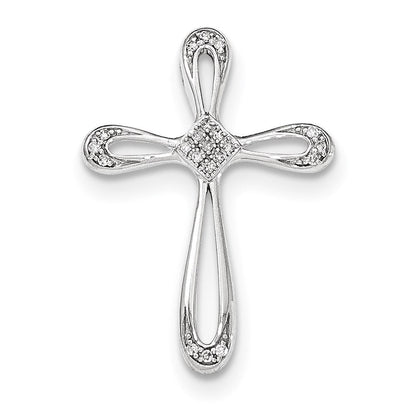 14K Weißgold Diamant-Anhänger „Offenes Kreuz“