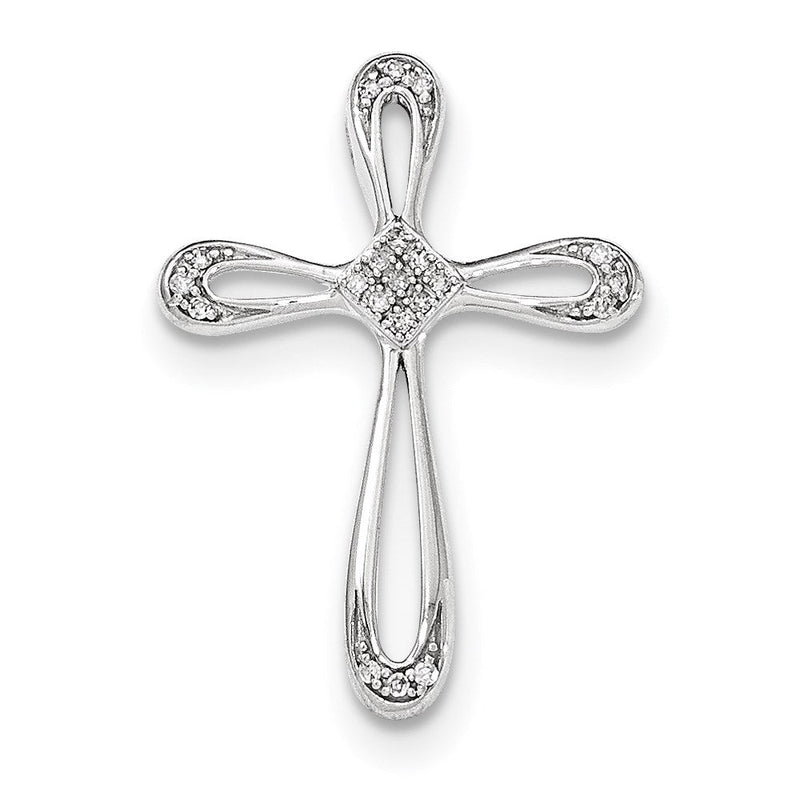14K Weißgold Diamant-Anhänger „Offenes Kreuz“