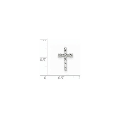 14K Weißgold Polierter Echter Diamant Kleiner Kreuz-Ketten-Gleitanhänger