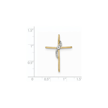 14K Gelbgold Echt Diamant Kreuz Kette Anhänger