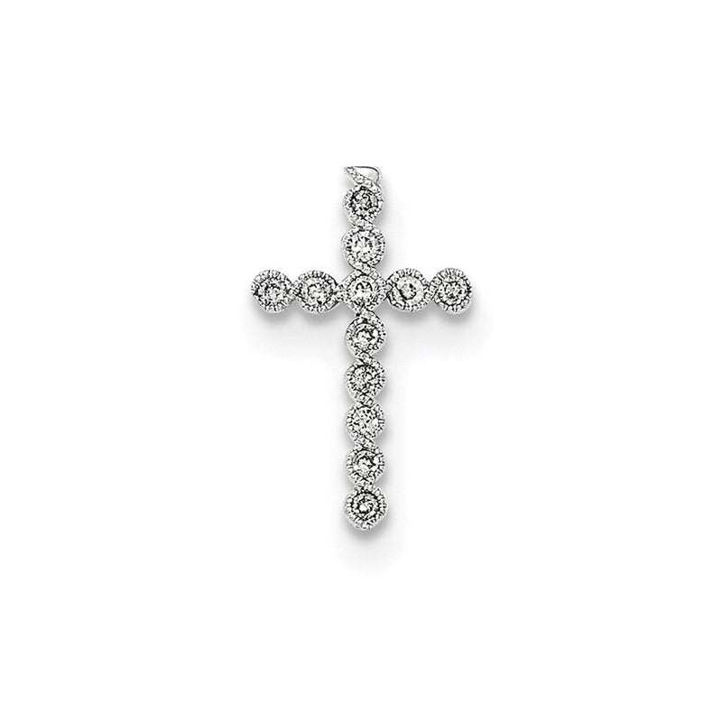 14K Weißgold Diamant-Kreuz-Anhänger zum Aufschieben, poliert
