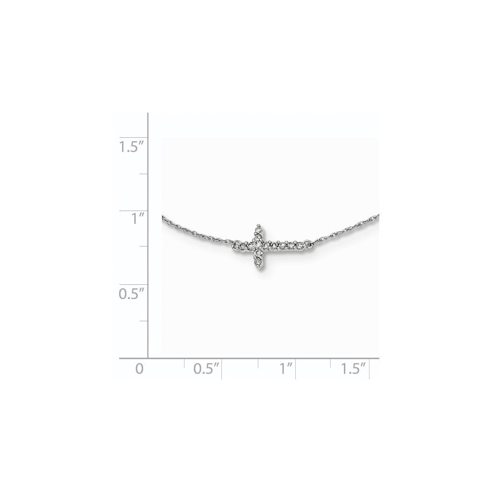 14K Weißgold Echt Diamant Kreuz 18 Zoll Halskette