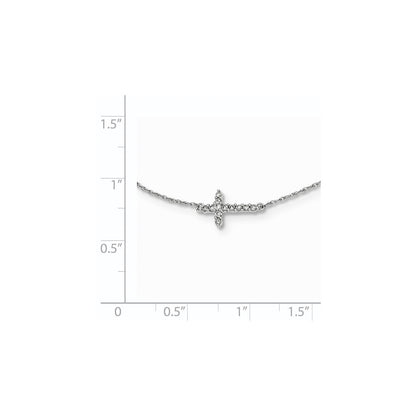 14K Weißgold Echt Diamant Kreuz 18 Zoll Halskette