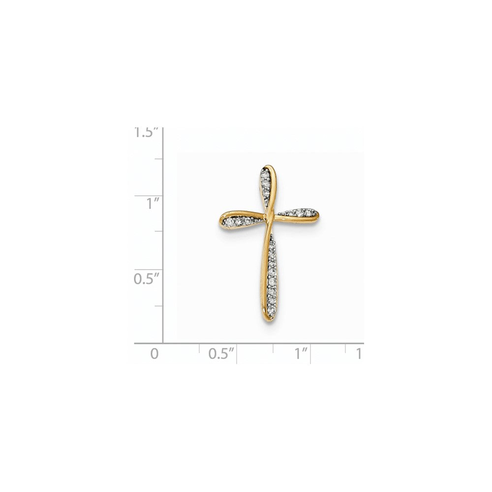 14K Bicolor Gold Echt Diamant Kreuz Kette Anhänger