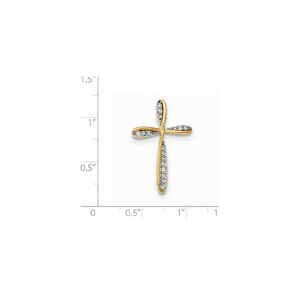 14K Bicolor Gold Echt Diamant Kreuz Kette Anhänger