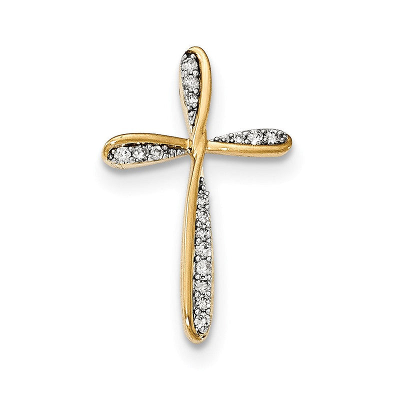 14K Bicolor Gold Echt Diamant Kreuz Kette Anhänger