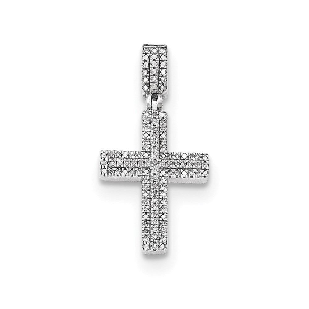 14K Weißgold Kreuzanhänger mit echten Diamanten