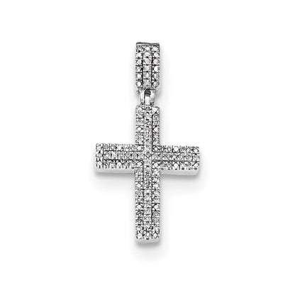 14K Weißgold Kreuzanhänger mit echten Diamanten